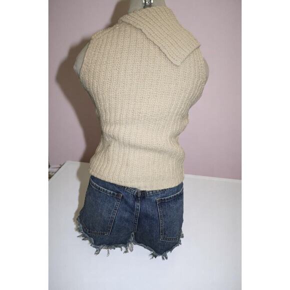 J.Crew Sleeveless Chunky Knit Sweater – Size Small – Foldover Collar Wool Blend - Picture 5 of 6